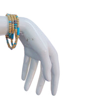 Load image into Gallery viewer, Wood/Stone/Metal Wrap Bracelet, Turquoise/Silver