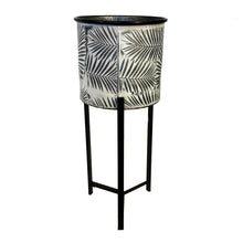 Load image into Gallery viewer, Planter, Metal, Embossed Leaf w/ Metal Stand, LRG