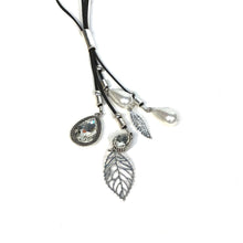 Load image into Gallery viewer, Multi-Jewel and Leaf on Cord Necklace, Silver
