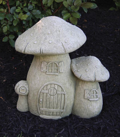 Mushroom Cottage Statue, 14in