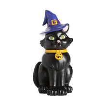 Load image into Gallery viewer, Black Cat Shorty Statue with Light-Up Eyes, 16in