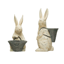Load image into Gallery viewer, Resin Rabbit Statue with Basket, Antique White