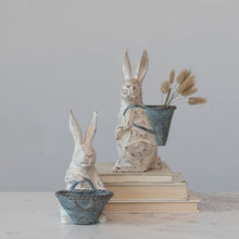 Load image into Gallery viewer, Resin Rabbit Statue with Basket, Antique White