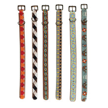 Load image into Gallery viewer, Cotton & Leather Embroidered Dog Collar, Medium