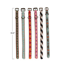 Load image into Gallery viewer, Cotton & Leather Embroidered Dog Collar, X-Small