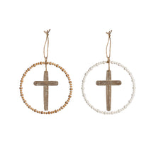 Load image into Gallery viewer, Wood & Metal Hanging Cross Decor, 10.5in, 2 Styles