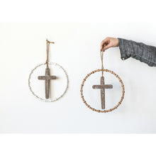 Load image into Gallery viewer, Wood & Metal Hanging Cross Decor, 10.5in, 2 Styles