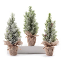 Load image into Gallery viewer, Mini Potted Faux Pine Tree with Burlap Wrapping