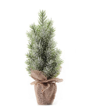 Load image into Gallery viewer, Mini Potted Faux Pine Tree with Burlap Wrapping