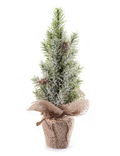 Load image into Gallery viewer, Mini Potted Faux Pine Tree with Burlap Wrapping