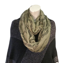 Load image into Gallery viewer, Ladies Fashion Infinity Scarf, Musical Note Print