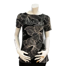 Load image into Gallery viewer, Holly Flower Print Boat Neck Top, Black