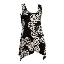 Load image into Gallery viewer, Kira Roses Print Asymmetrical Hem Tank Top, Black