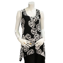 Load image into Gallery viewer, Kira Roses Print Asymmetrical Hem Tank Top, Black
