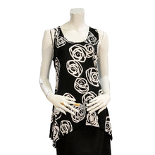 Load image into Gallery viewer, Kira Roses Print Asymmetrical Hem Tank Top, Black