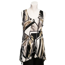 Load image into Gallery viewer, Kira Geo Print Asymmetrical Hem Tank Top, Black