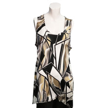 Load image into Gallery viewer, Kira Geo Print Asymmetrical Hem Tank Top, Black