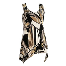 Load image into Gallery viewer, Kira Geo Print Asymmetrical Hem Tank Top, Black