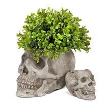 Load image into Gallery viewer, Large Cracked Skull Cement Planter