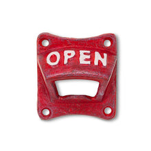 Load image into Gallery viewer, Cast Iron Red 'OPEN' Wall Bottle Opener