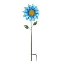 Load image into Gallery viewer, Solar Metal Flower Garden Stake, Blue/Green, 36in
