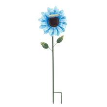 Load image into Gallery viewer, Solar Metal Flower Garden Stake, Blue/Green, 36in