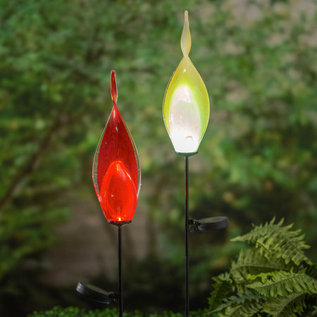 Solar Twist Art Glass Garden Stake, Red, 30in