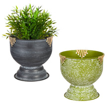 Load image into Gallery viewer, Planter, 6in, Metal Urn with Woven Accent