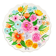 Load image into Gallery viewer, Embossed Glass Bird Bath, Bundle of Flowers, 18in