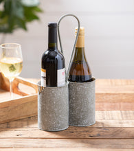 Load image into Gallery viewer, Rustic Metal 2-Bottle Wine Caddy with Hook
