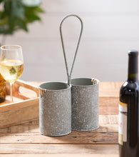 Load image into Gallery viewer, Rustic Metal 2-Bottle Wine Caddy with Hook