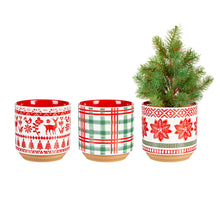 Load image into Gallery viewer, Pot, 4in, Ceramic, Red & Green Pattern, 3 Styles