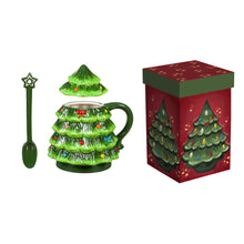 Load image into Gallery viewer, Ceramic Christmas Tree Mug with Spoon Set, 16oz