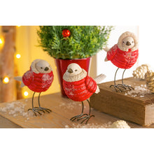 Load image into Gallery viewer, Polyresin Bird in Red Coat Figurine, 4.75in