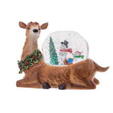 Load image into Gallery viewer, Reindeer with Snowman Family LED Snow Globe, 11in