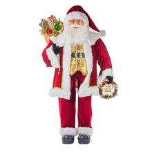 Load image into Gallery viewer, Life-Sized Fabric Standing Santa with Gifts, 70in