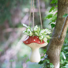 Load image into Gallery viewer, Planter, Ceramic, Hanging Red Mushroom