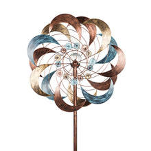 Load image into Gallery viewer, Solar Copper Daisy Spinner Garden Stake, 75in