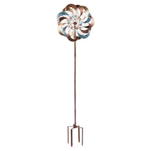 Load image into Gallery viewer, Solar Copper Daisy Spinner Garden Stake, 75in