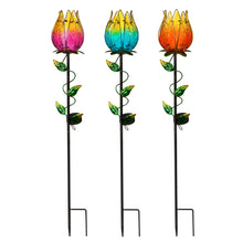 Load image into Gallery viewer, Solar Glass Tulip Garden Stake, 35in