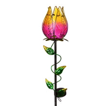 Load image into Gallery viewer, Solar Glass Tulip Garden Stake, 35in