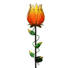Load image into Gallery viewer, Solar Glass Tulip Garden Stake, 35in