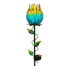 Load image into Gallery viewer, Solar Glass Tulip Garden Stake, 35in