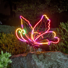 Load image into Gallery viewer, Metal Solar Neon Butterfly Statue, 28in