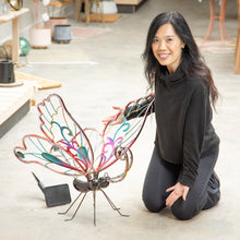 Load image into Gallery viewer, Metal Solar Neon Butterfly Statue, 28in