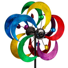 Load image into Gallery viewer, Solar Rainbow Daisy Spinner Garden Stake, 75in
