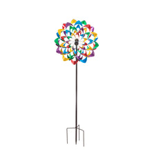 Load image into Gallery viewer, Multi-Colored Flower Spinner Garden Stake, 84in