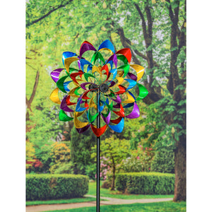 Multi-Colored Flower Spinner Garden Stake, 84in