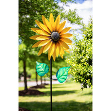 Load image into Gallery viewer, Statement Sunflower Spinner Garden Stake, 75in