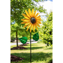 Load image into Gallery viewer, Statement Sunflower Spinner Garden Stake, 75in